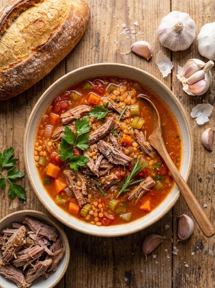 Lentil & Leftover Roast Lamb Soup